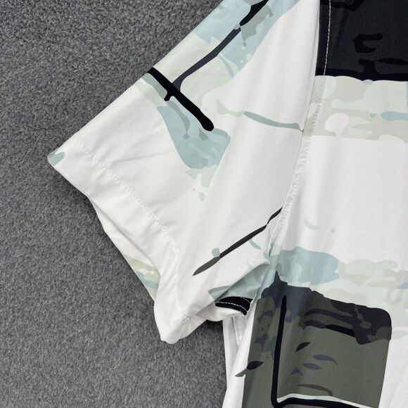 Porter & Ash Kinetic Stretch Shirt Mens Medium Short Sleeve Abstract White Green - Picture 5 of 16